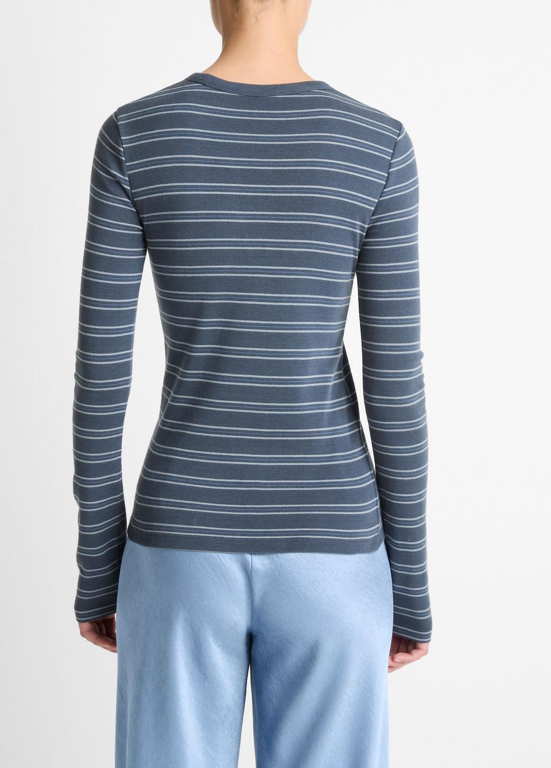 VINCE Striped Pima Cotton-Blend Long-Sleeve T-Shirt in Long Sleeve
