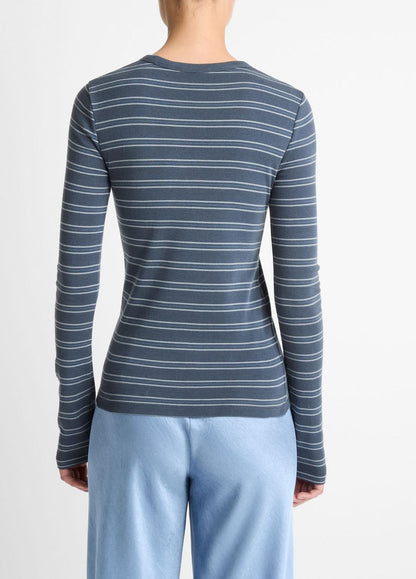 VINCE Striped Pima Cotton-Blend Long-Sleeve T-Shirt in Long Sleeve