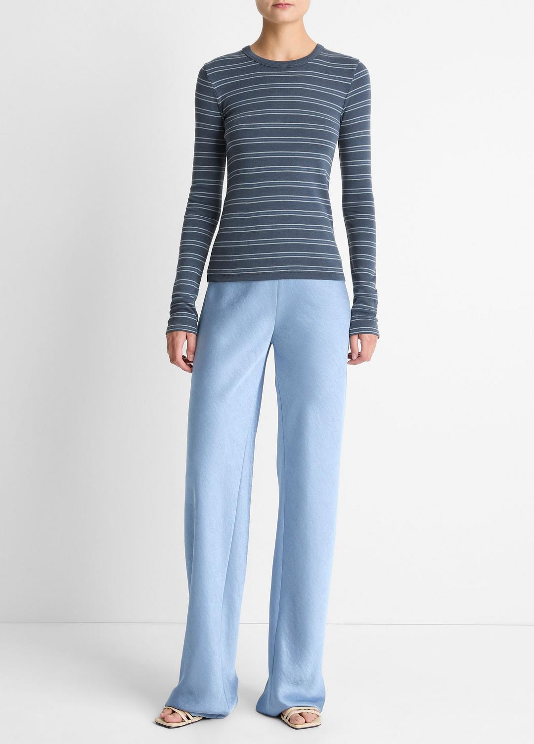VINCE Striped Pima Cotton-Blend Long-Sleeve T-Shirt in Long Sleeve