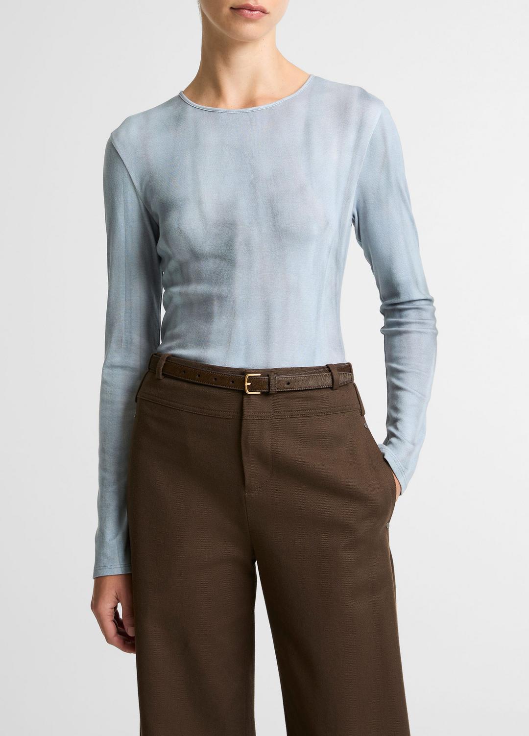 VINCE Washed Ombré Pima Cotton-Blend Long-Sleeve T-Shirt in Long Sleeve