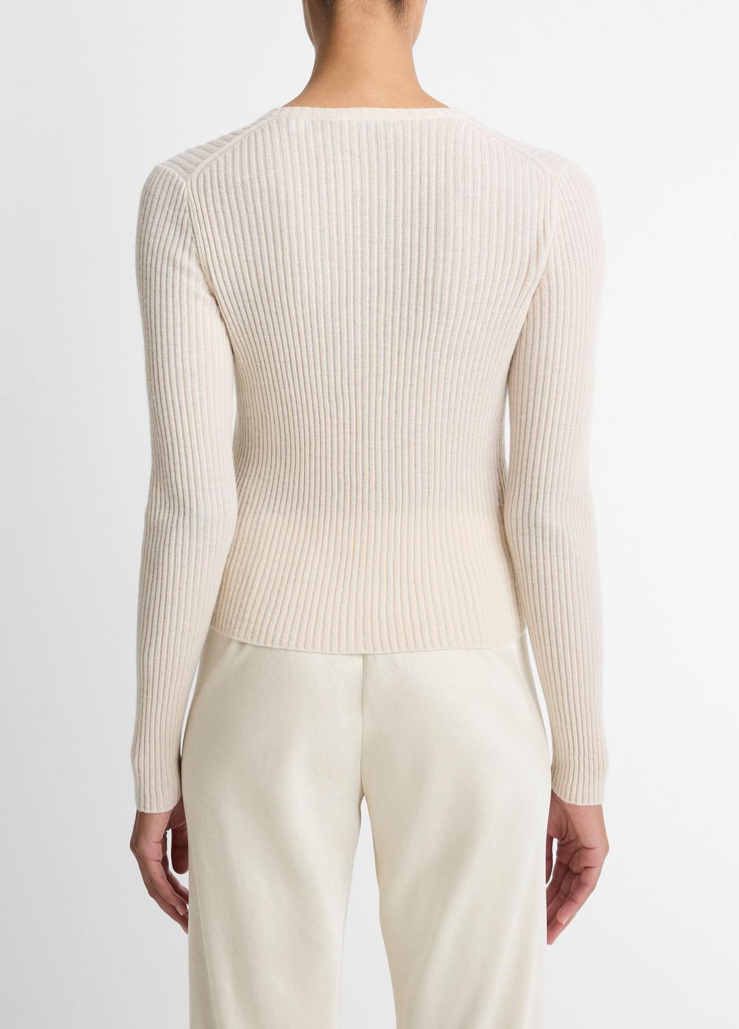 VINCE Ribbed Cashmere-Silk Cardigan in Cardigans