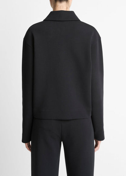 VINCE Cotton-Blend Half-Zip Pullover in Long Sleeve