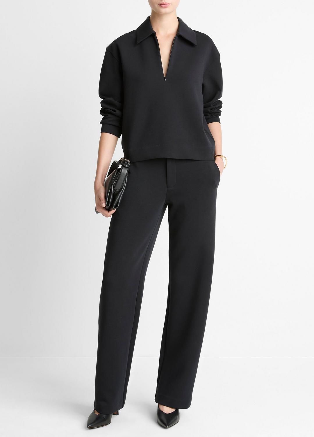 VINCE Cotton-Blend Half-Zip Pullover in Long Sleeve