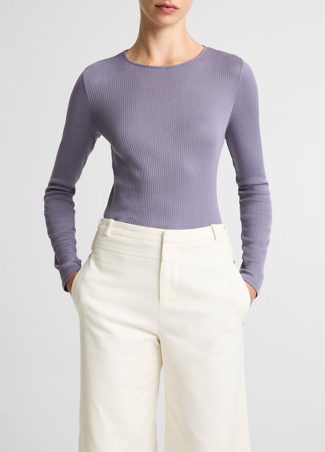 VINCE Ribbed Pima Cotton Long-Sleeve T-Shirt in Long Sleeve