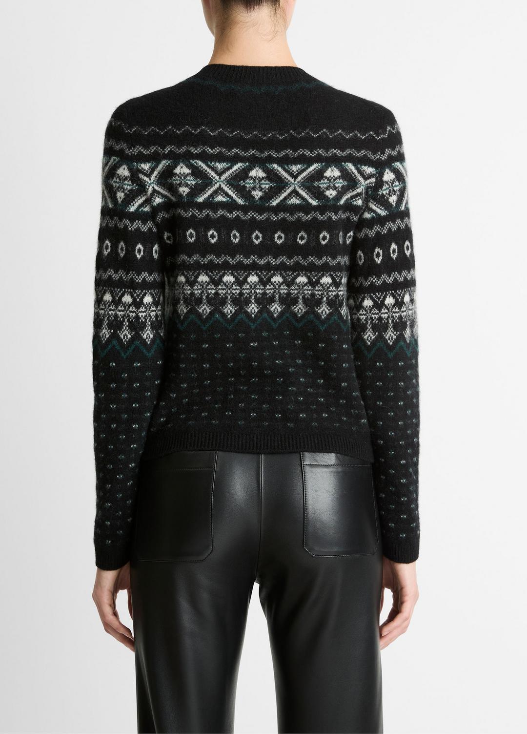 VINCE Fair Isle Plush Cashmere Sweater in Crew Neck