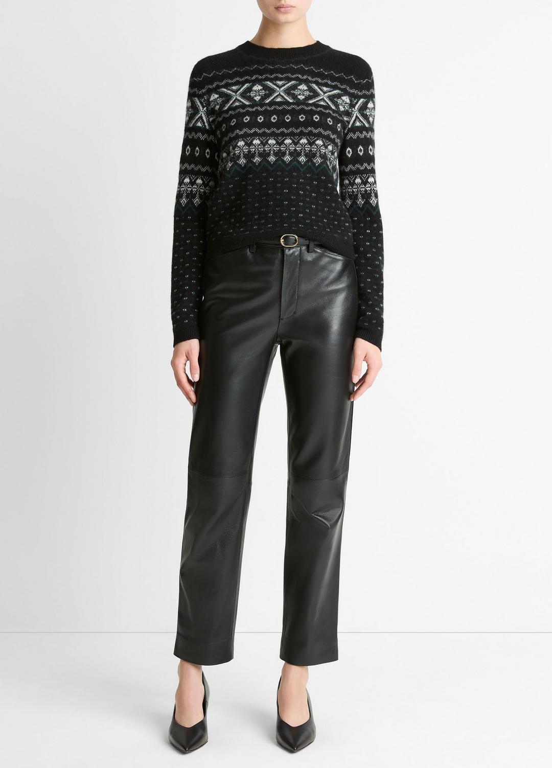 VINCE Fair Isle Plush Cashmere Sweater in Crew Neck