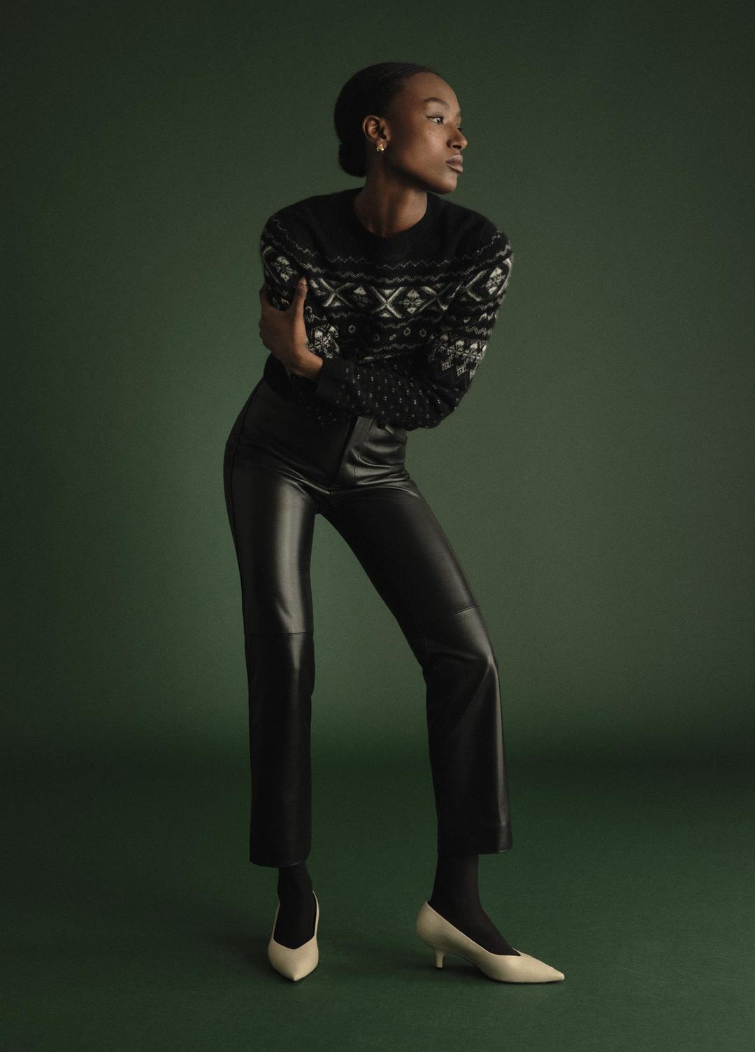 VINCE Fair Isle Plush Cashmere Sweater in Crew Neck