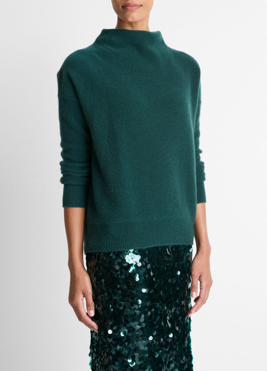 VINCE Plush Cashmere Funnel-Neck Sweater in Turtleneck
