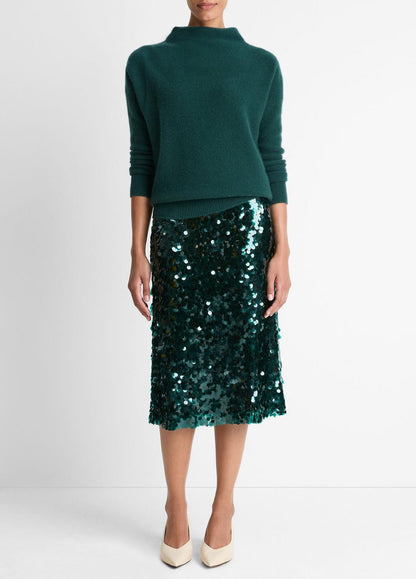 VINCE Plush Cashmere Funnel-Neck Sweater in Turtleneck