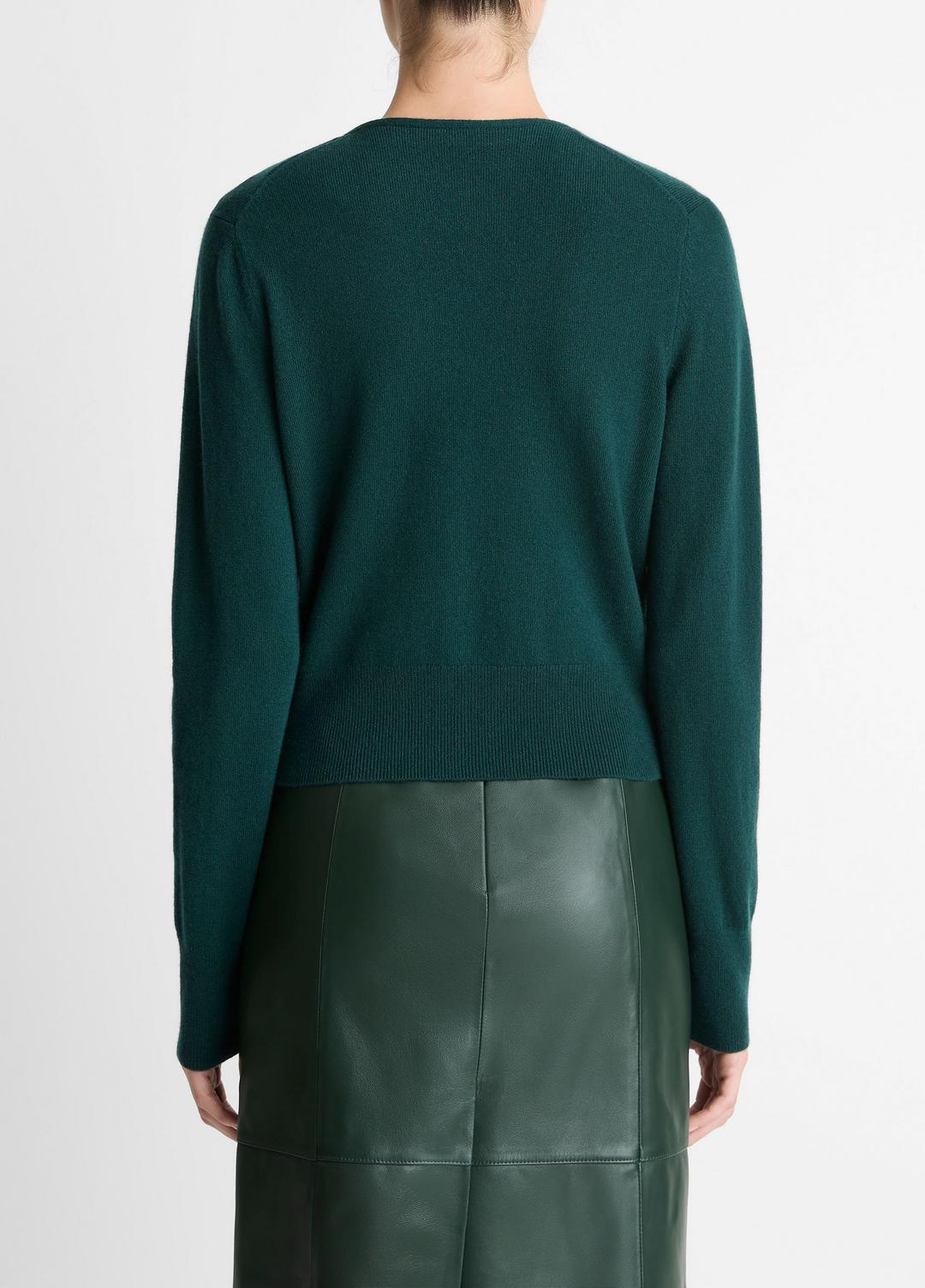 VINCE Satin-Trim Wool & Cashmere-Blend Cardigan in Cardigans