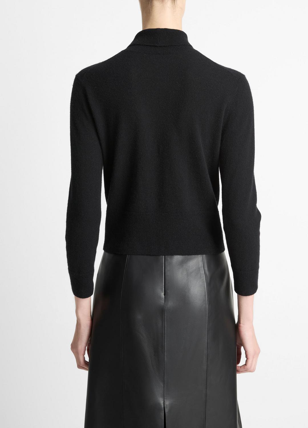 VINCE Cashmere-Silk Three-Quarter-Sleeve Mock-Neck Sweater in Turtleneck
