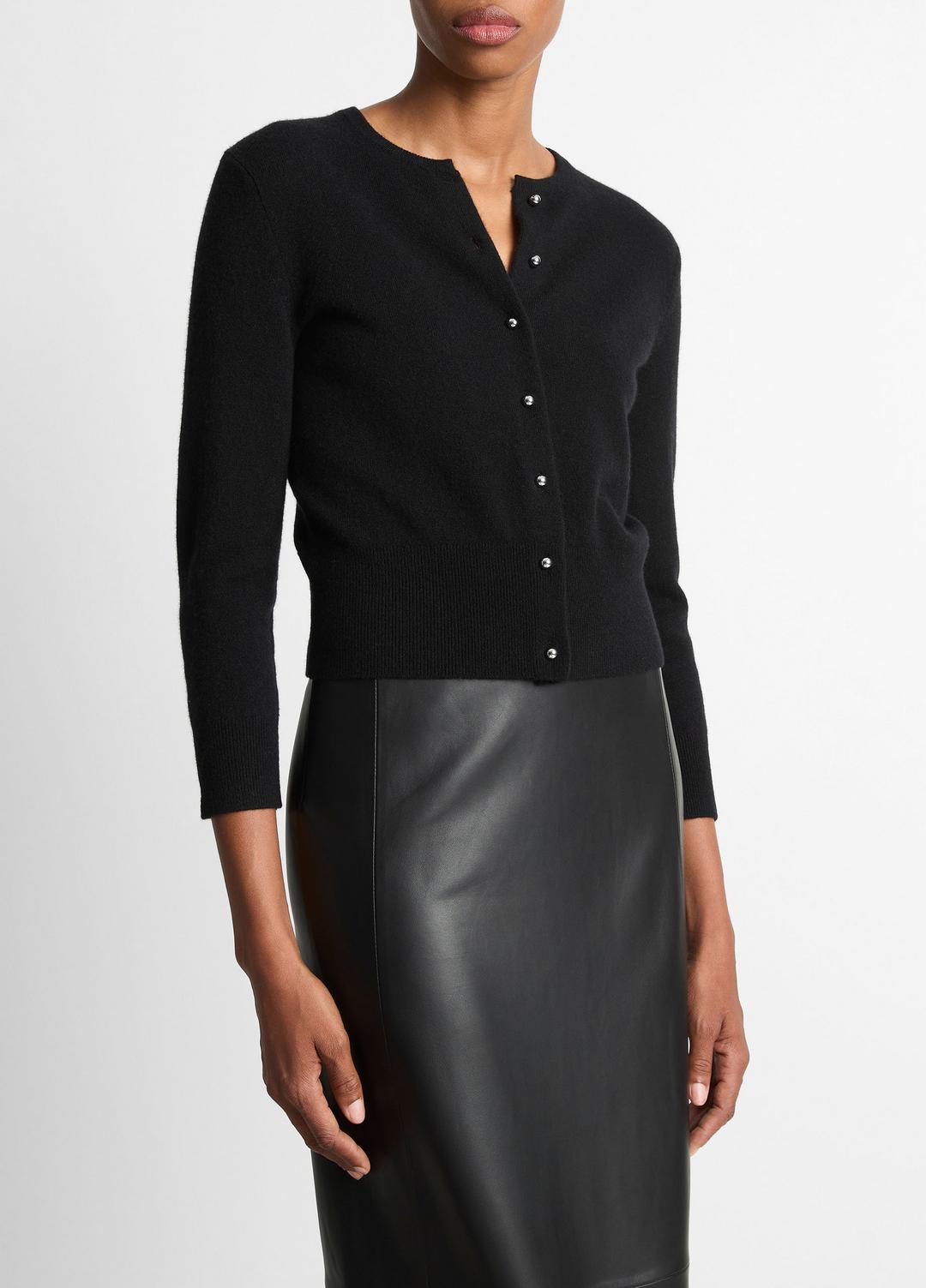 VINCE Metal-Button Wool & Cashmere-Blend Cardigan in Cardigans