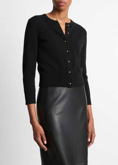 VINCE Metal-Button Wool & Cashmere-Blend Cardigan in Cardigans