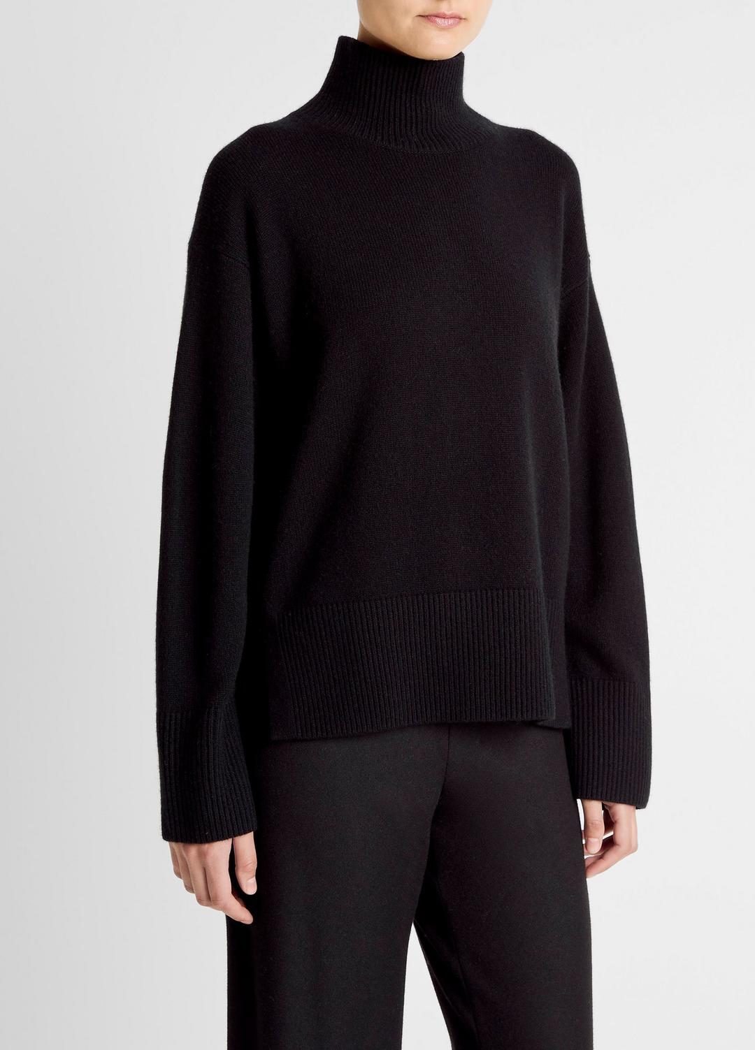 VINCE Wool-Cashmere Side-Slit Turtleneck Sweater in Turtleneck
