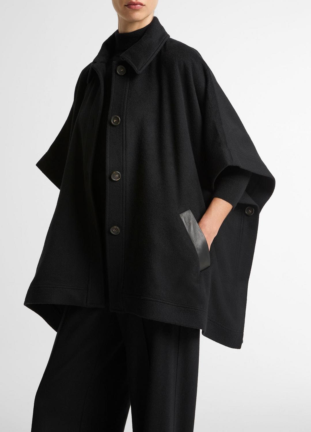 VINCE Leather-Trim Wool Cape in Accessories