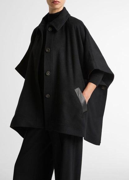 VINCE Leather-Trim Wool Cape in Accessories