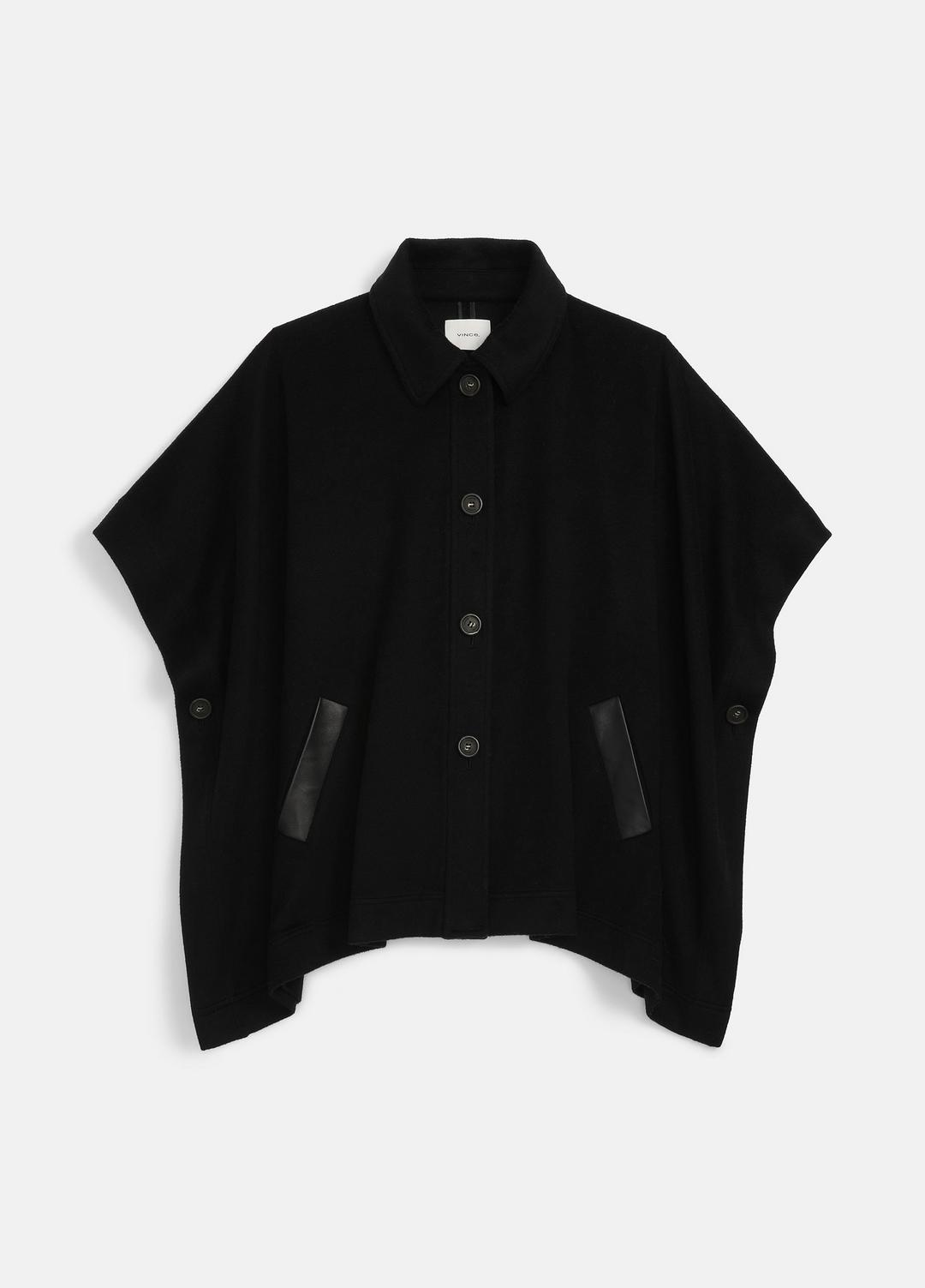 VINCE Leather-Trim Wool Cape in Accessories