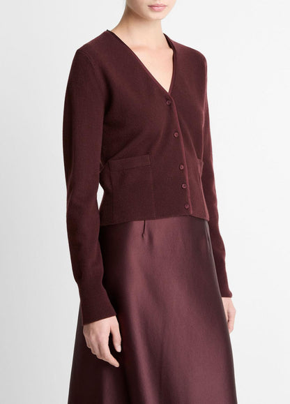 VINCE Satin-Trim Wool & Cashmere-Blend Cardigan in Cardigans