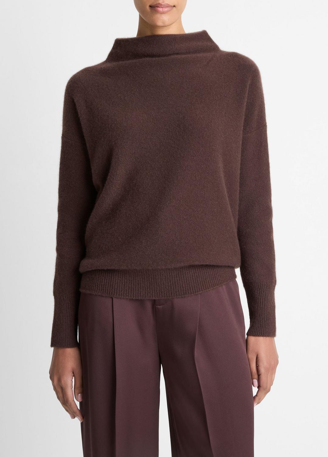 VINCE Plush Cashmere Funnel-Neck Sweater in Turtleneck