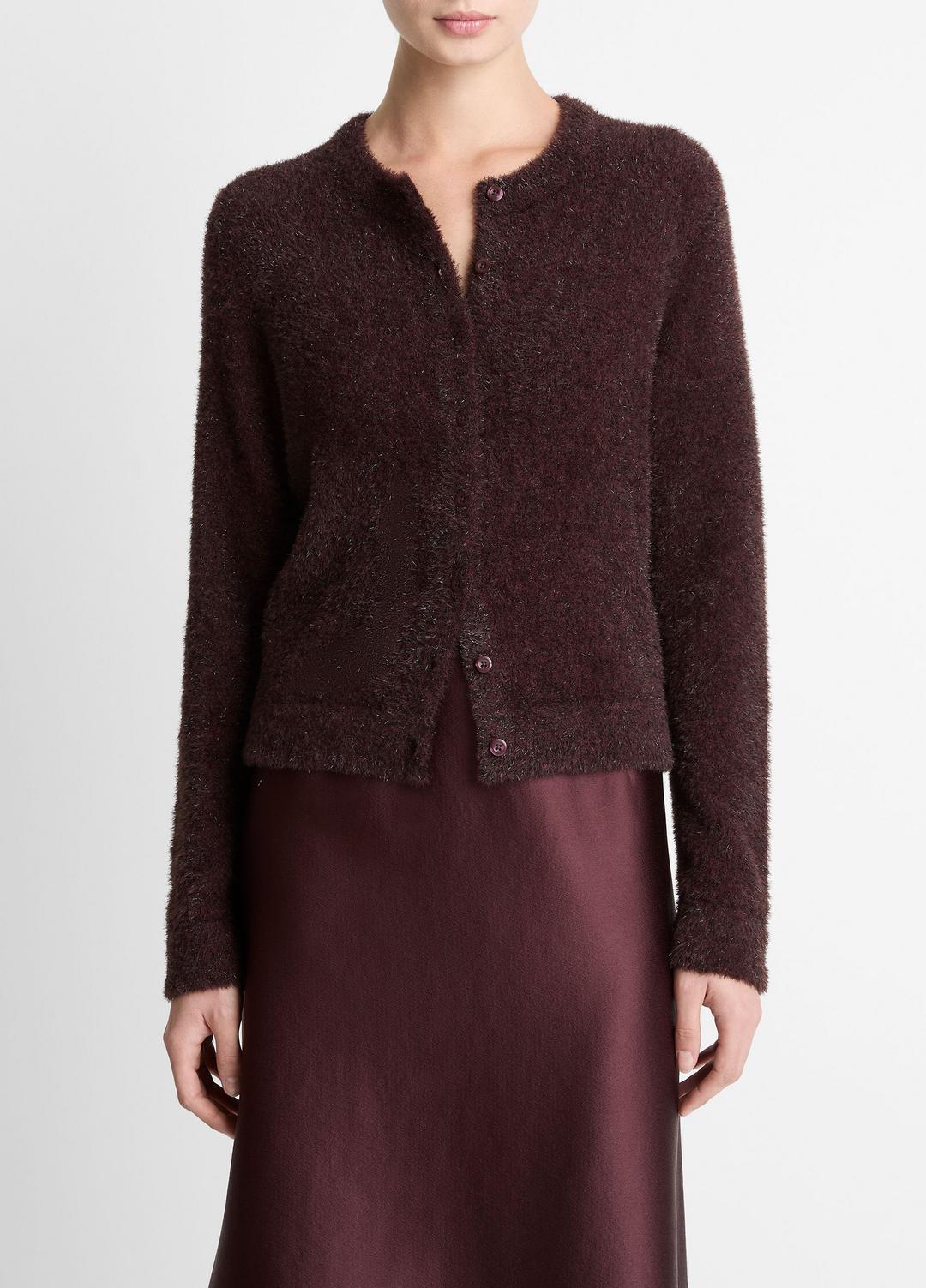 VINCE Metallic Eyelash Cardigan in Cardigans