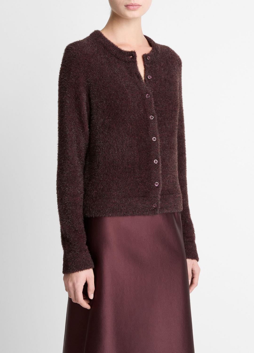 VINCE Metallic Eyelash Cardigan in Cardigans