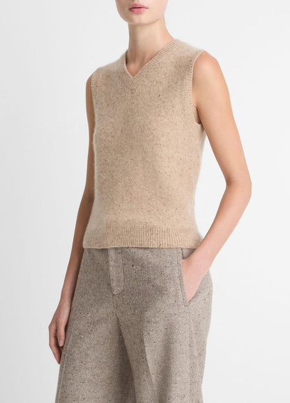 VINCE Donegal Plush Cashmere Sweater Vest in V-Neck