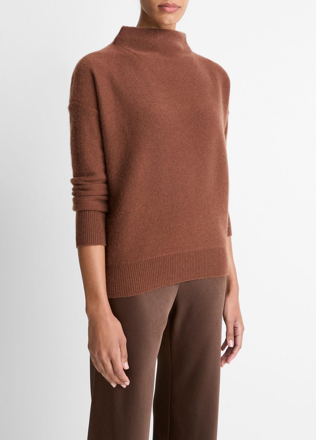 VINCE Plush Cashmere Funnel-Neck Sweater in Turtleneck