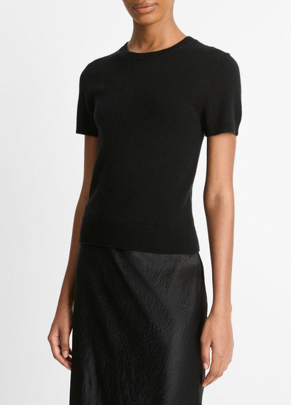 VINCE Wool & Cashmere-Blend Short-Sleeve Sweater in Crew Neck