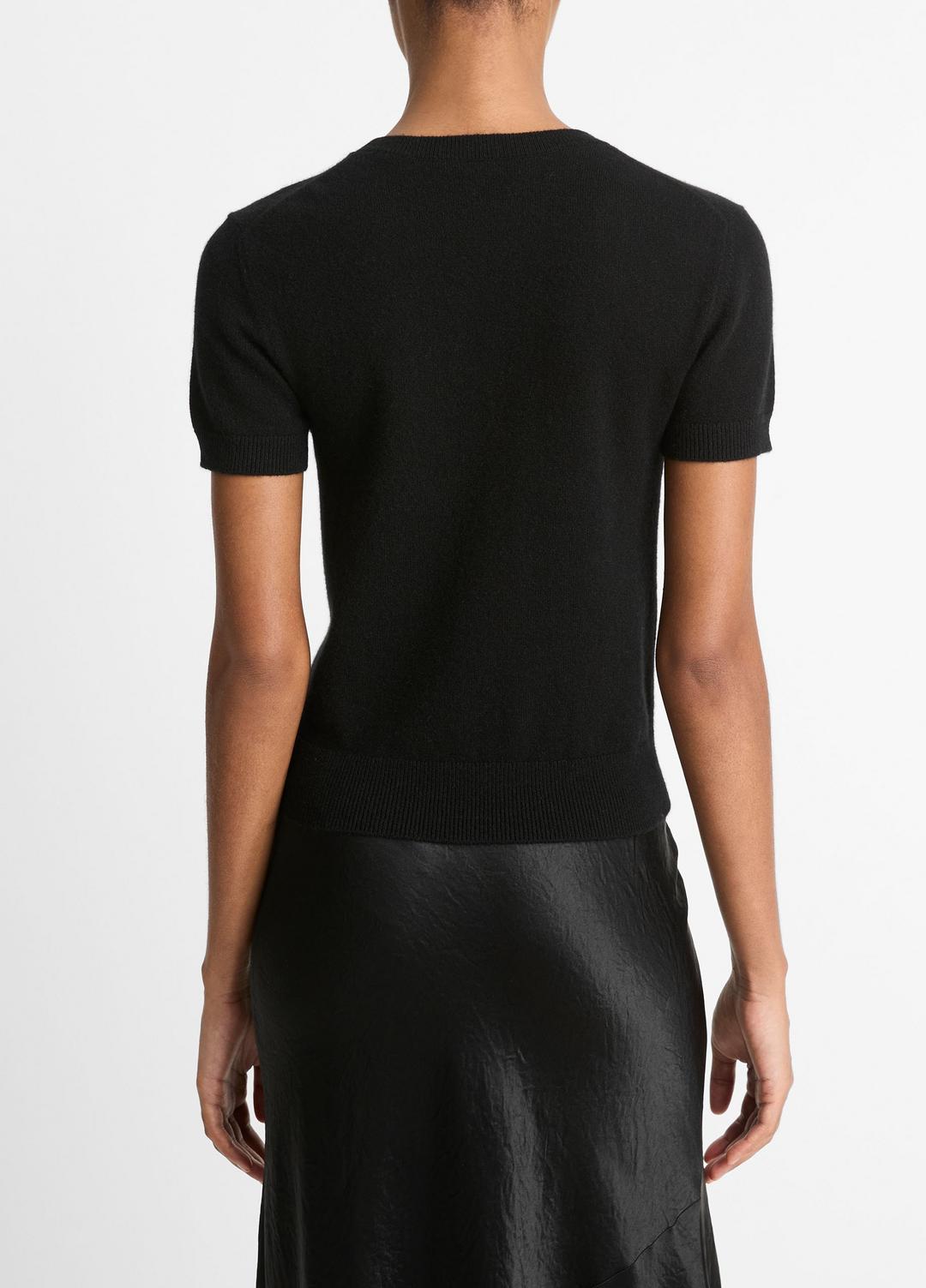 VINCE Wool & Cashmere-Blend Short-Sleeve Sweater in Crew Neck