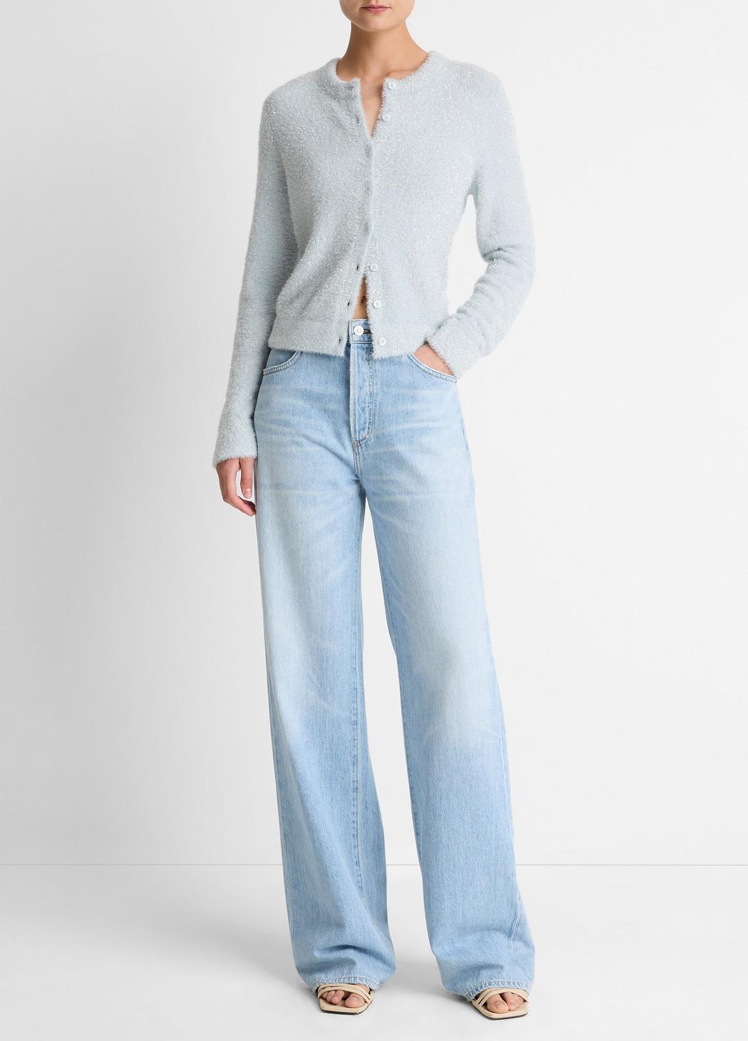 VINCE Metallic Eyelash Cardigan in Cardigans