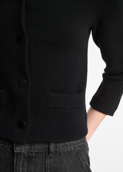 VINCE Wool-Blend Shrunken Snap Cardigan in Cardigans