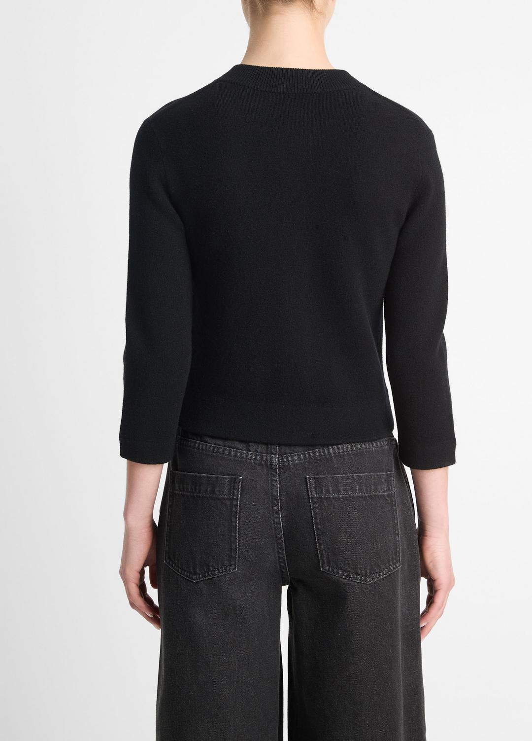 VINCE Wool-Blend Shrunken Snap Cardigan in Cardigans