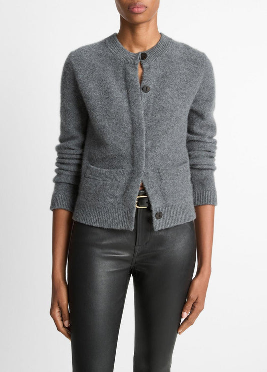 VINCE Plush Cashmere Shrunken Cardigan in Cardigans