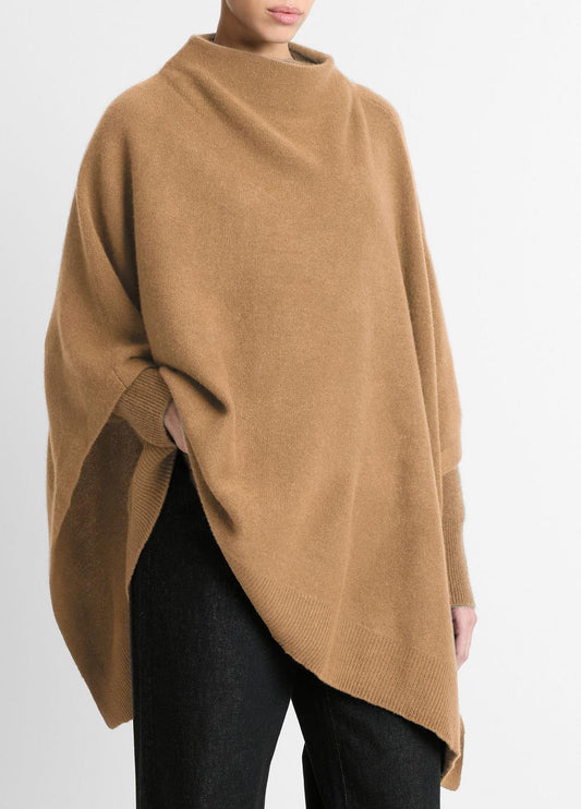 VINCE Merino Wool-Cashmere Funnel-Neck Poncho in Accessories