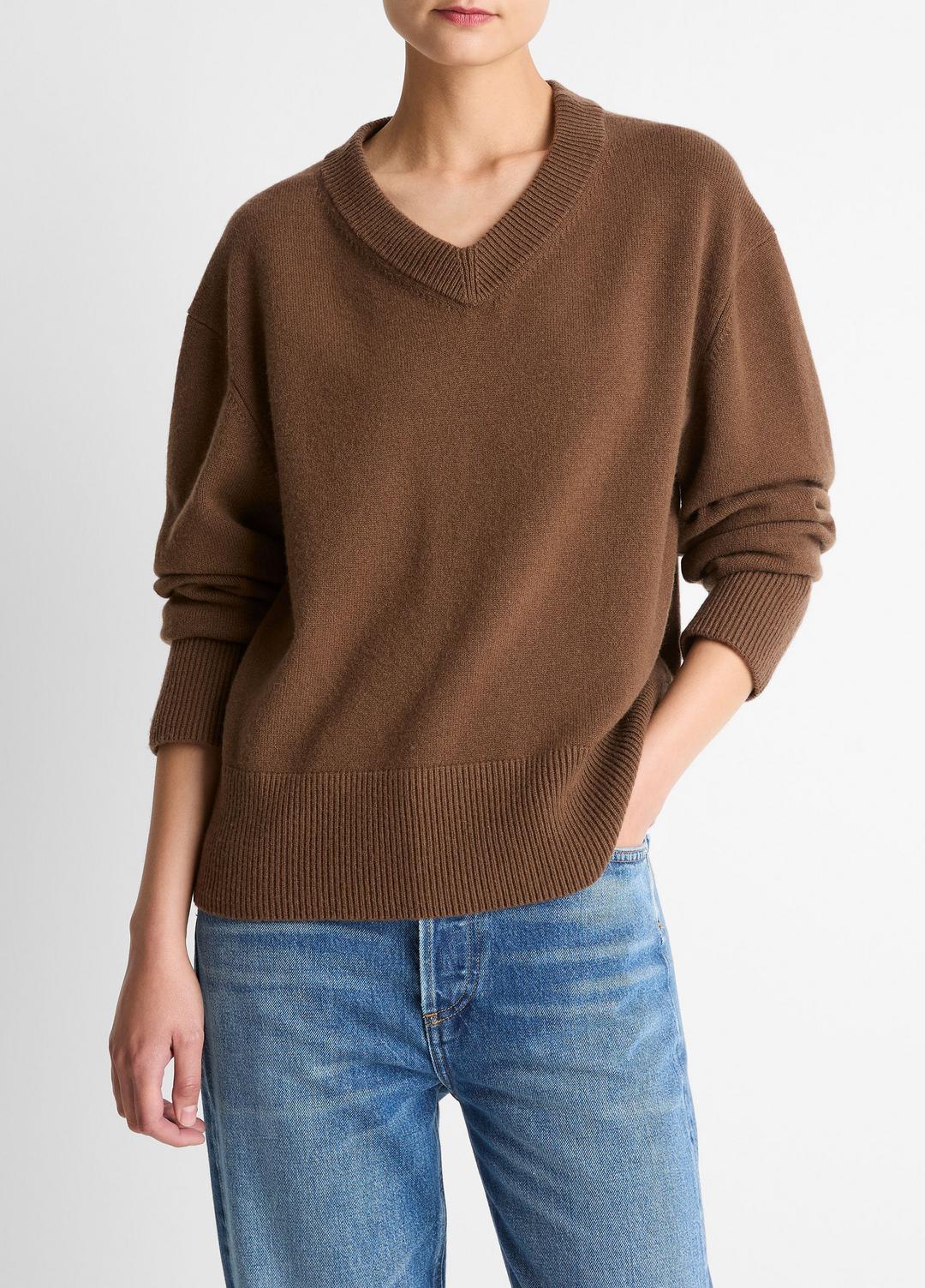 VINCE Wool-Cashmere V-Neck Sweater in V-Neck