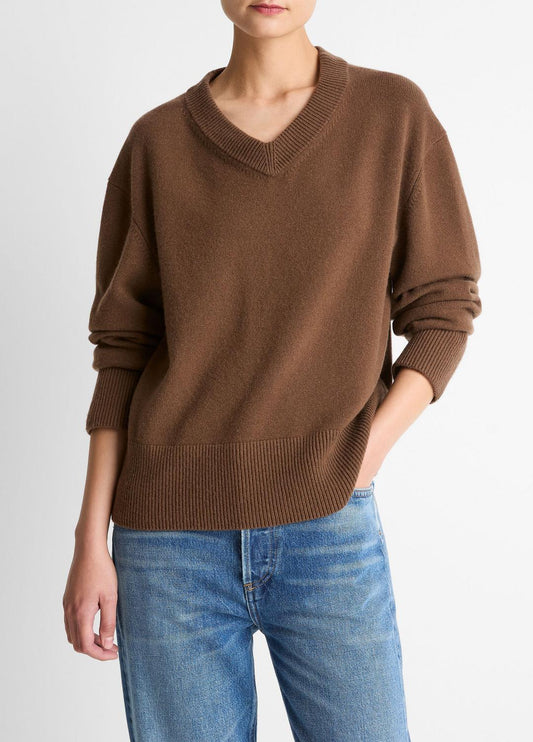 VINCE Wool-Cashmere V-Neck Sweater in V-Neck