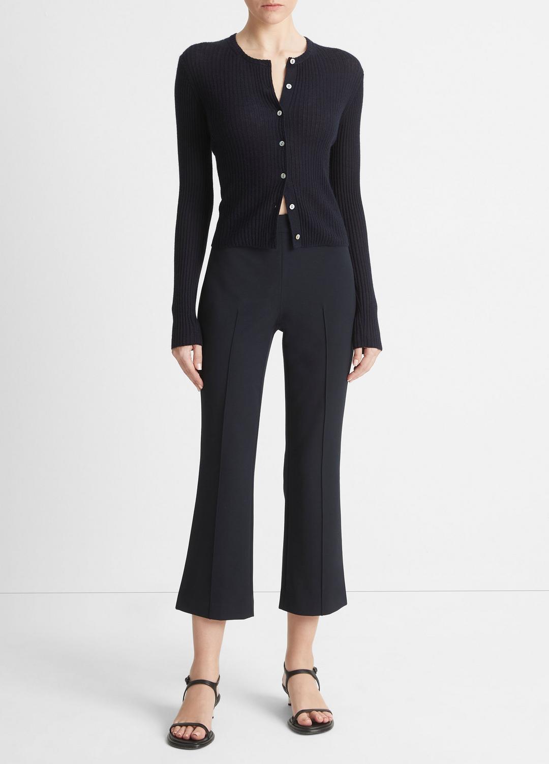 VINCE Ribbed Cashmere-Silk Cardigan in Cardigans
