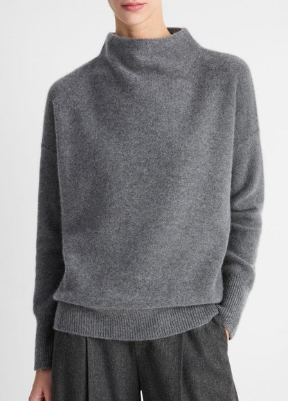 VINCE Plush Cashmere Funnel-Neck Sweater in Turtleneck