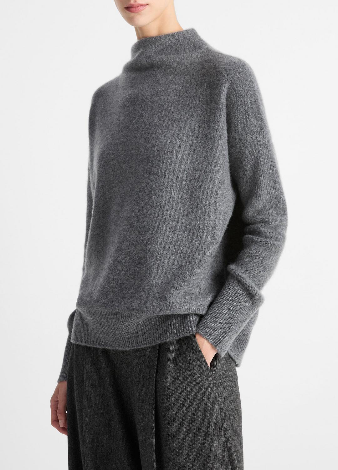 VINCE Plush Cashmere Funnel-Neck Sweater in Turtleneck