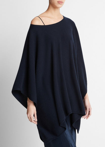 VINCE Reverse-Jersey Cashmere Boat-Neck Poncho in Sweaters