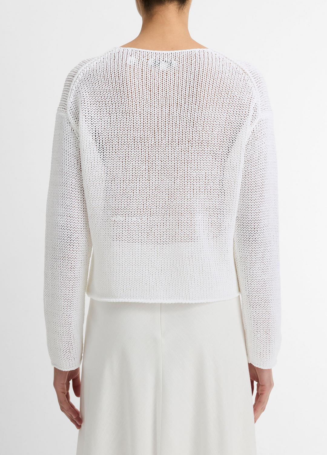 VINCE Italian Coated Cotton-Blend Sweater in Crew Neck