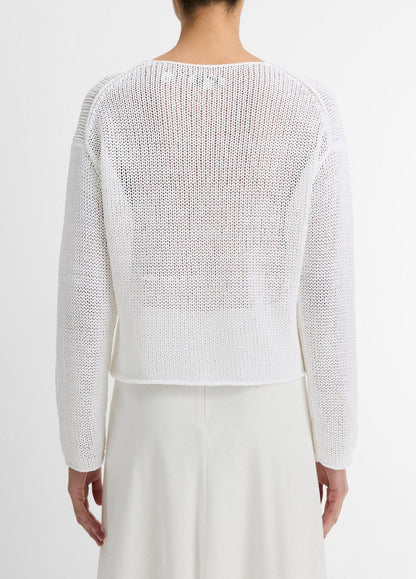 VINCE Italian Coated Cotton-Blend Sweater in Crew Neck
