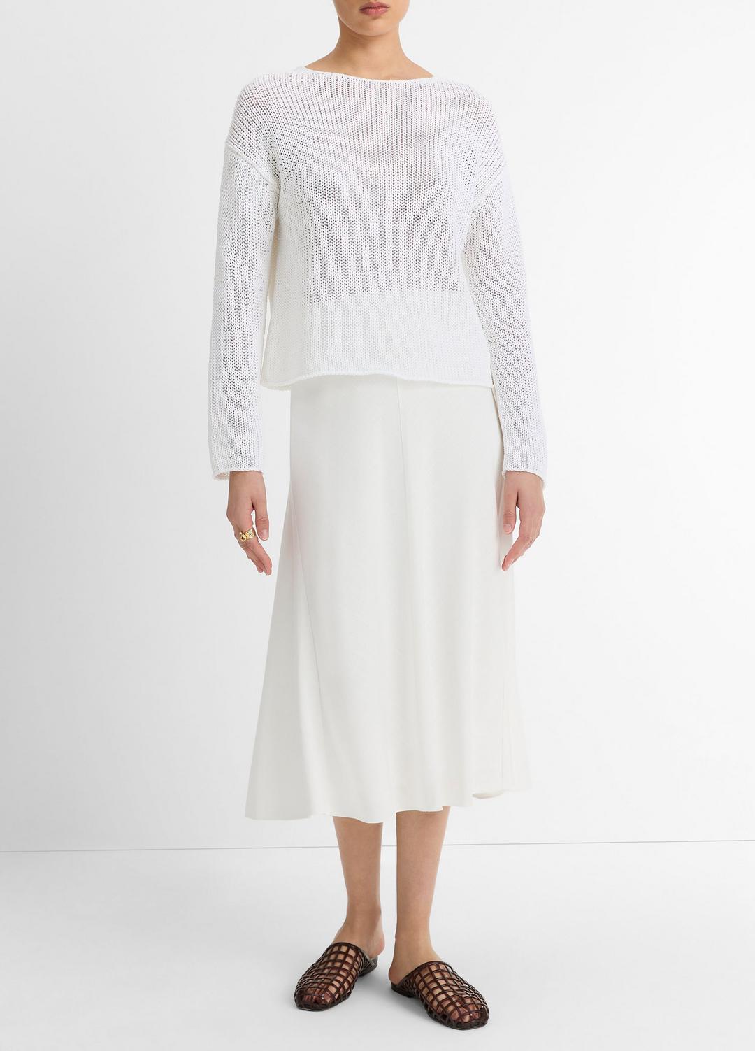 VINCE Italian Coated Cotton-Blend Sweater in Crew Neck