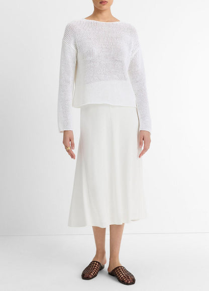 VINCE Italian Coated Cotton-Blend Sweater in Crew Neck