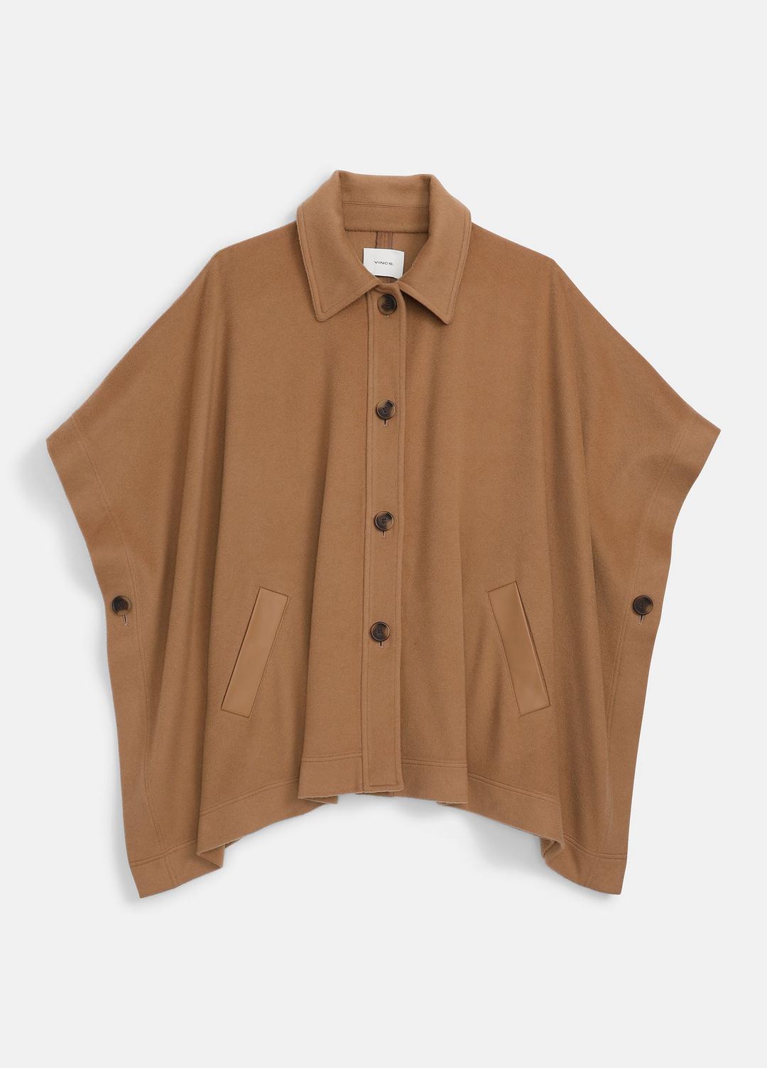 VINCE Leather-Trim Wool Cape in Accessories