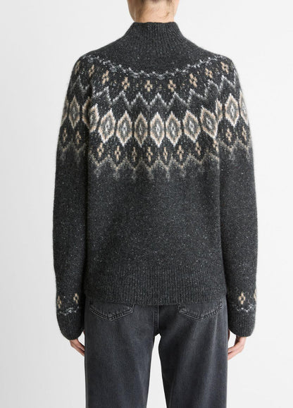 VINCE Fair Isle Donegal Cashmere Turtleneck Sweater in Turtleneck