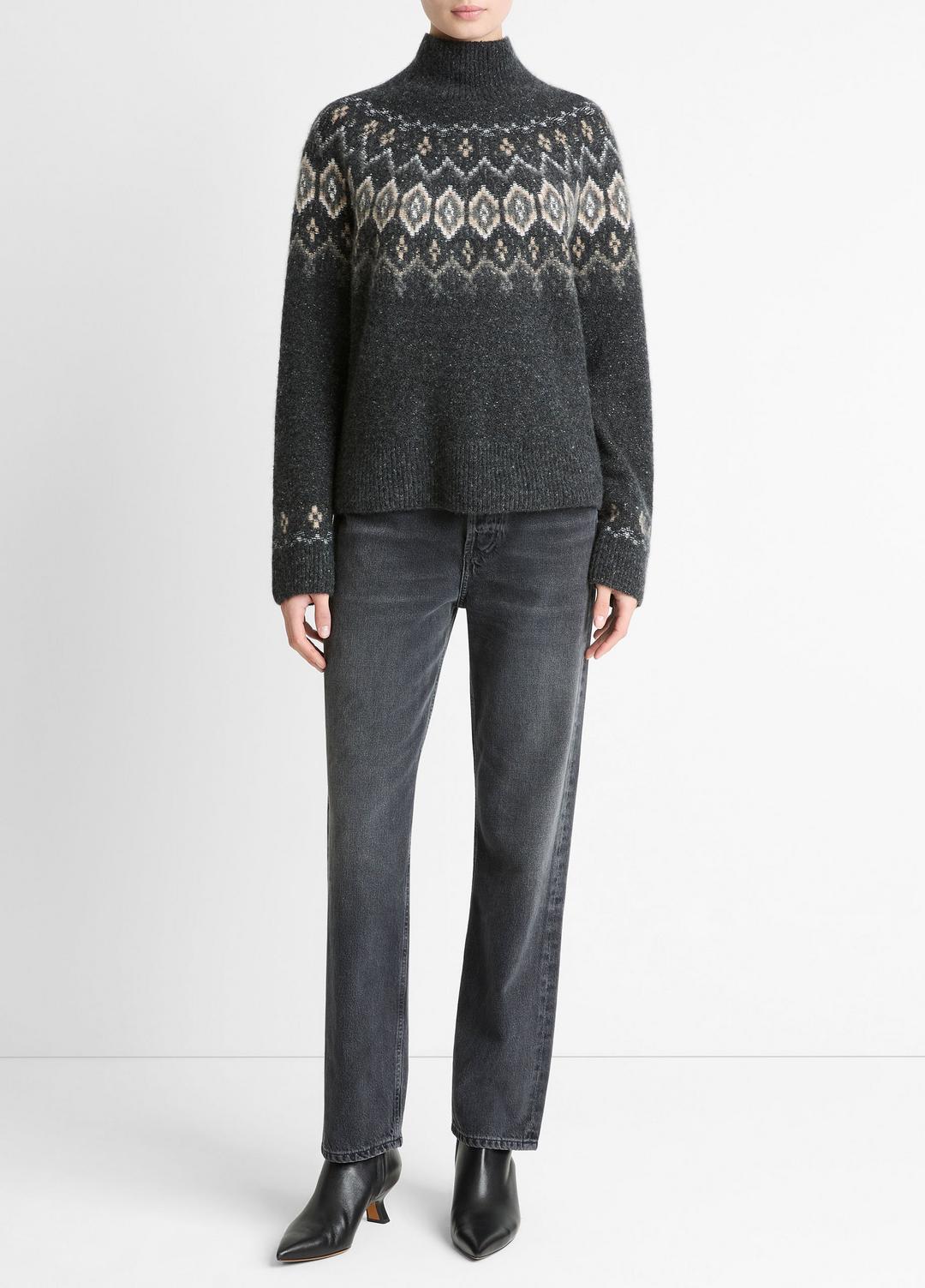 VINCE Fair Isle Donegal Cashmere Turtleneck Sweater in Turtleneck