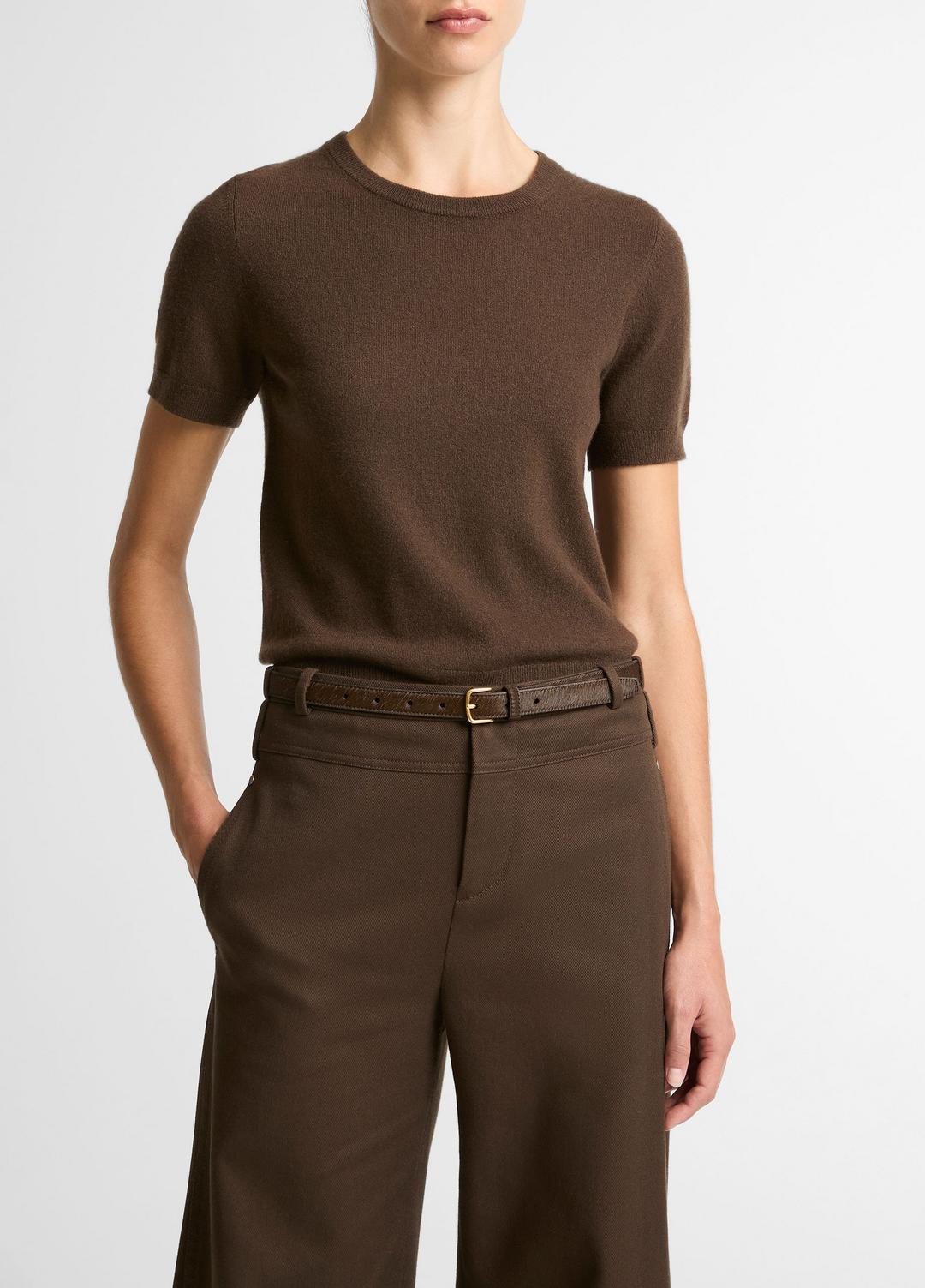 VINCE Wool & Cashmere-Blend Short-Sleeve Sweater in Crew Neck