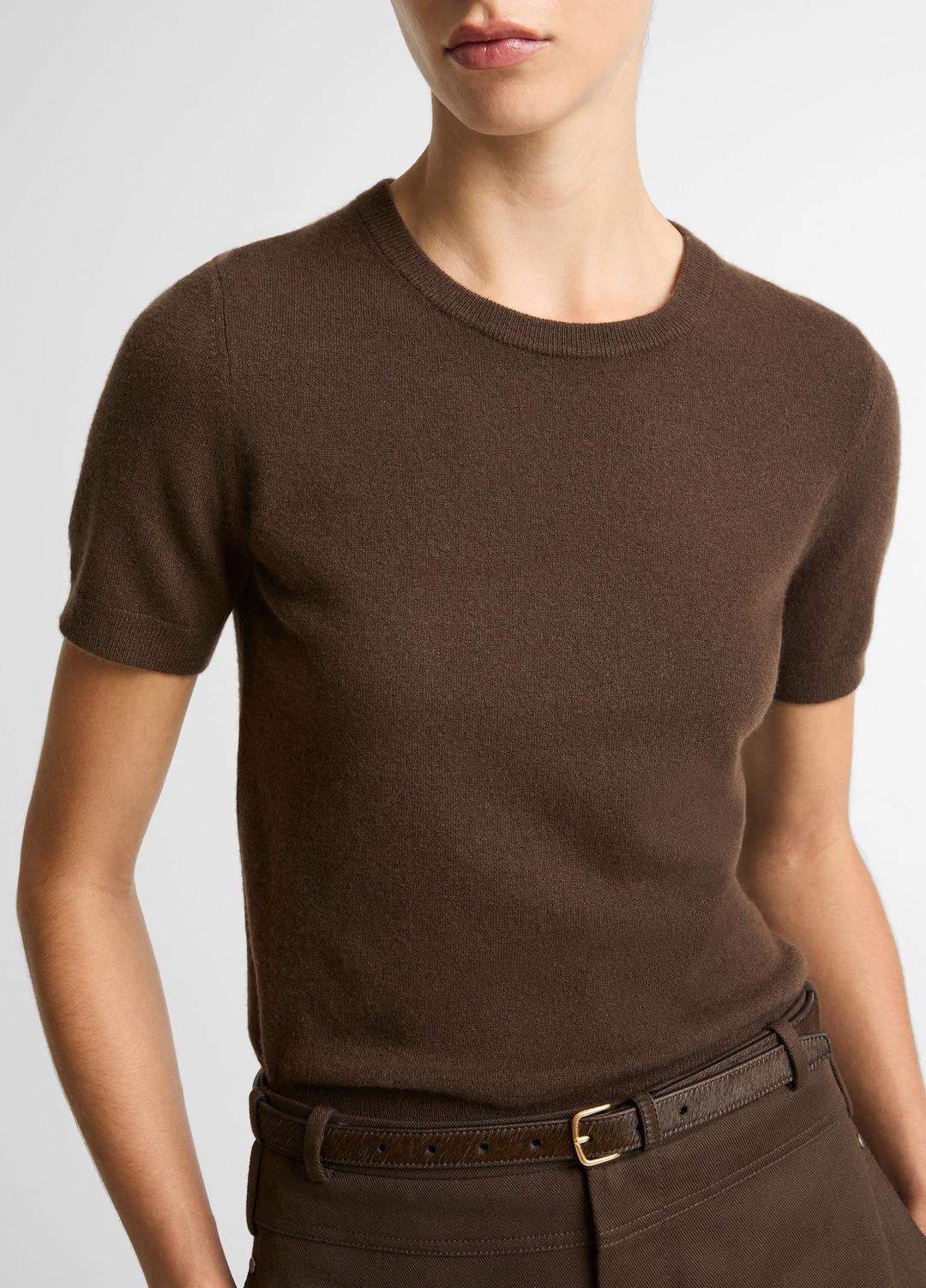 VINCE Wool & Cashmere-Blend Short-Sleeve Sweater in Crew Neck