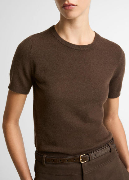 VINCE Wool & Cashmere-Blend Short-Sleeve Sweater in Crew Neck
